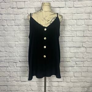 White Birch Black Cami With Buttons